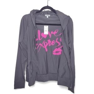NWT Express Love Zip-Up Hoodie Jacket Size L Casual Sporty Layer Soft Knit